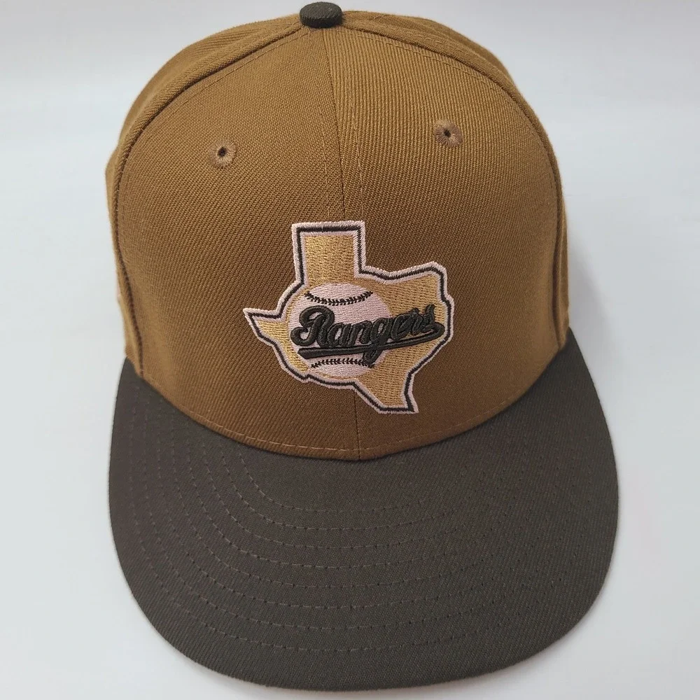 Texas Rangers Hat Fitted 7 3/4 New Era 59Fifty Brown Pink American League Patch
